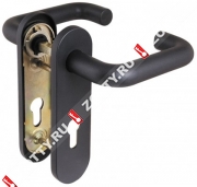 Ручка дверная с пружиной Fuaro DH-0433 NE для замка FL-0432, 0433, 0434 (Черный/Нейлон)