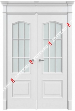 Дверь двустворчатая Грация 2 ДО (с багетом) (окна арки)